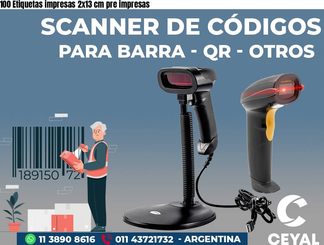 100 Etiquetas impresas 2x13 cm pre impresas