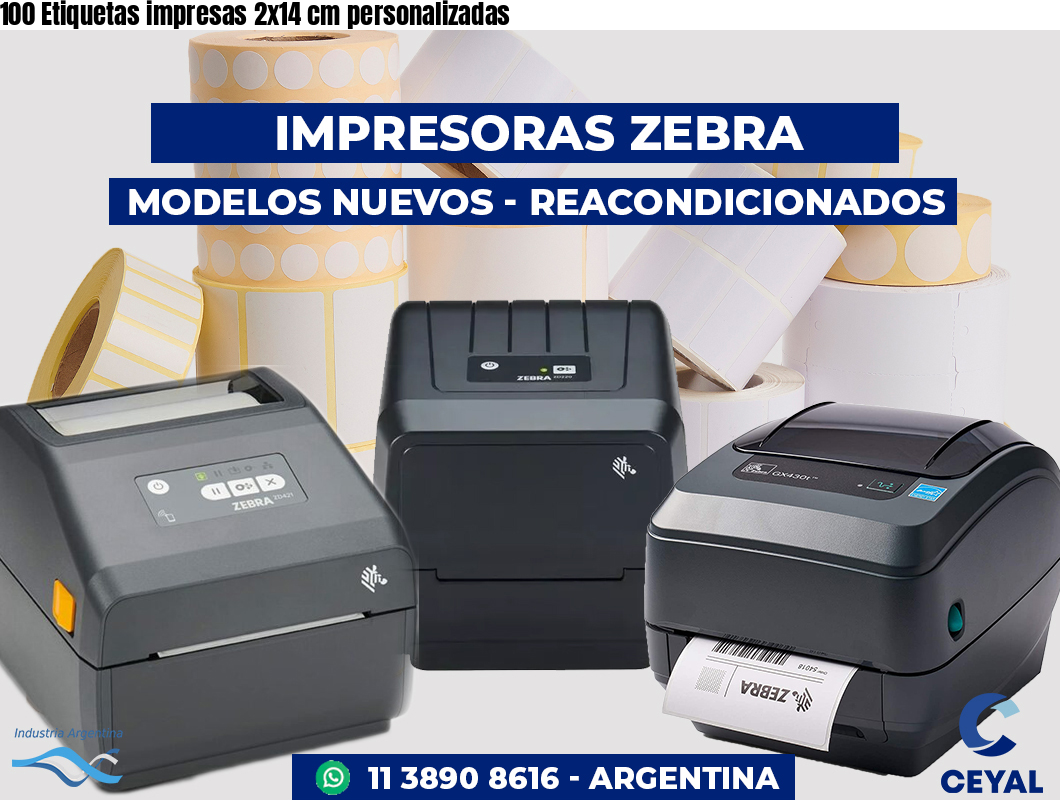 100 Etiquetas impresas 2x14 cm personalizadas