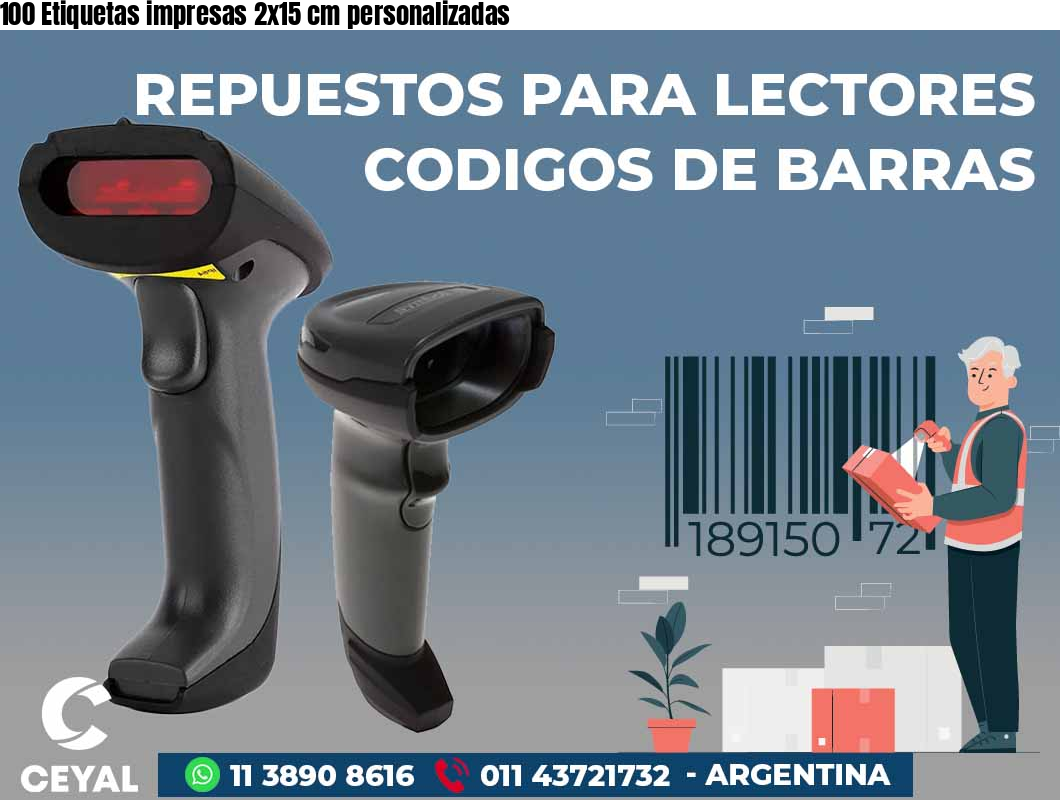 100 Etiquetas impresas 2x15 cm personalizadas