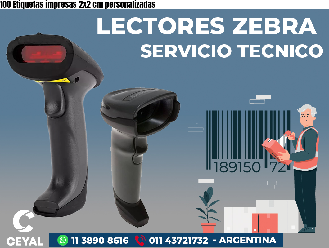 100 Etiquetas impresas 2x2 cm personalizadas