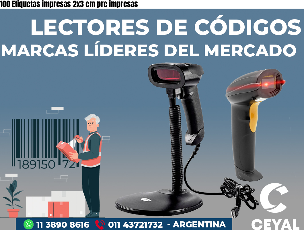 100 Etiquetas impresas 2x3 cm pre impresas