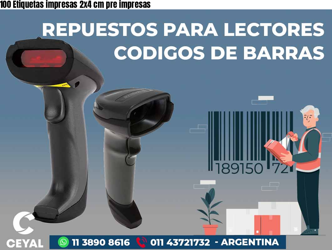 100 Etiquetas impresas 2x4 cm pre impresas
