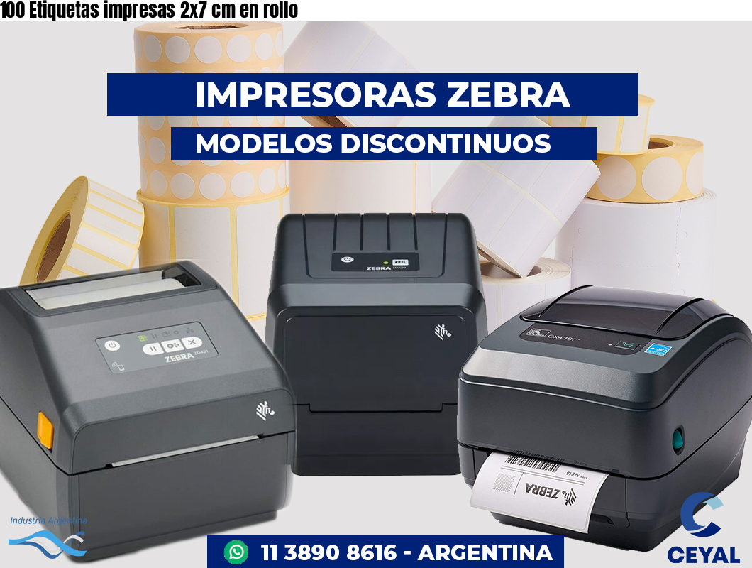100 Etiquetas impresas 2x7 cm en rollo