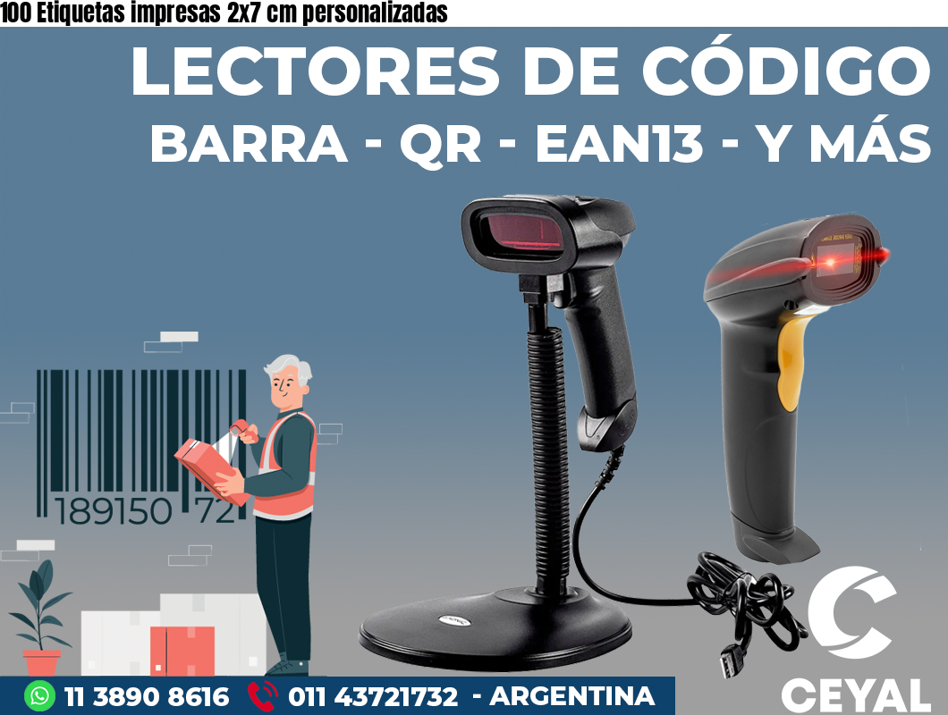 100 Etiquetas impresas 2x7 cm personalizadas