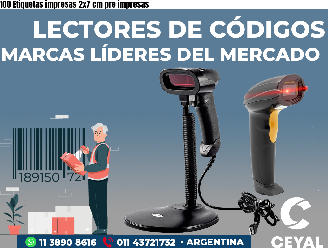 100 Etiquetas impresas 2x7 cm pre impresas