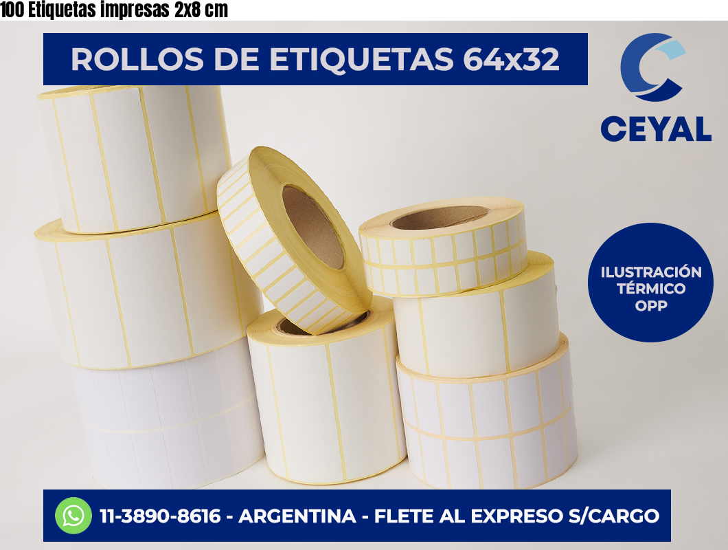 100 Etiquetas impresas 2×8 cm