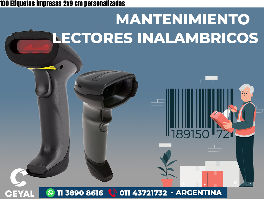 100 Etiquetas impresas 2x9 cm personalizadas