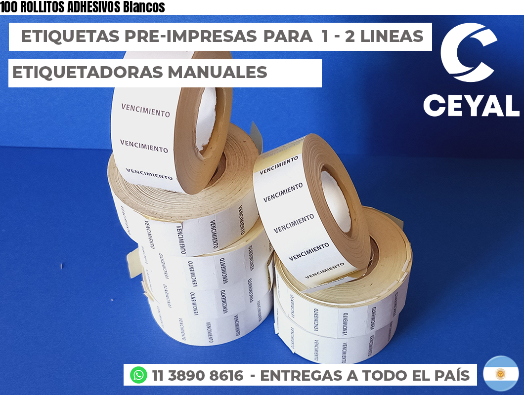 100 ROLLITOS ADHESIVOS Blancos