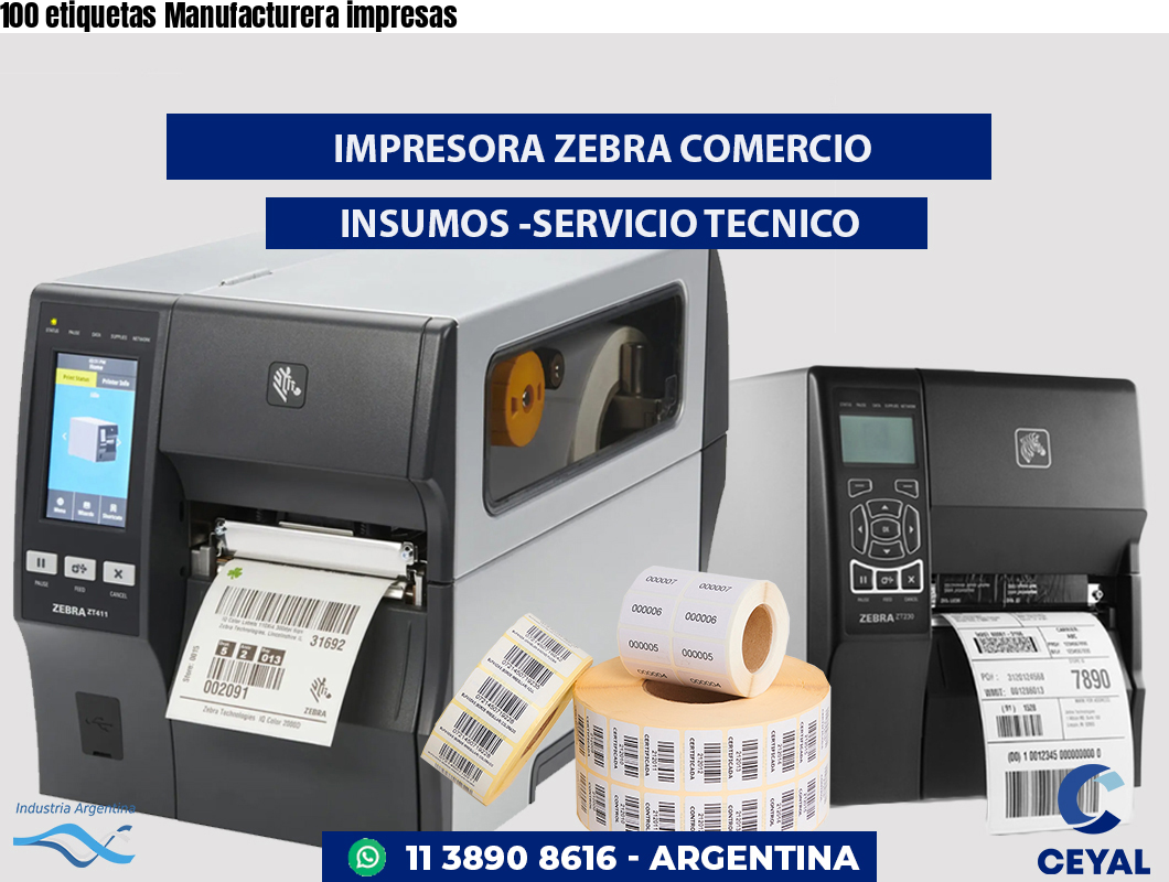 100 etiquetas Manufacturera impresas
