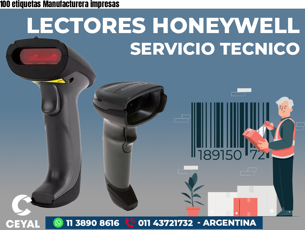 100 etiquetas Manufacturera impresas