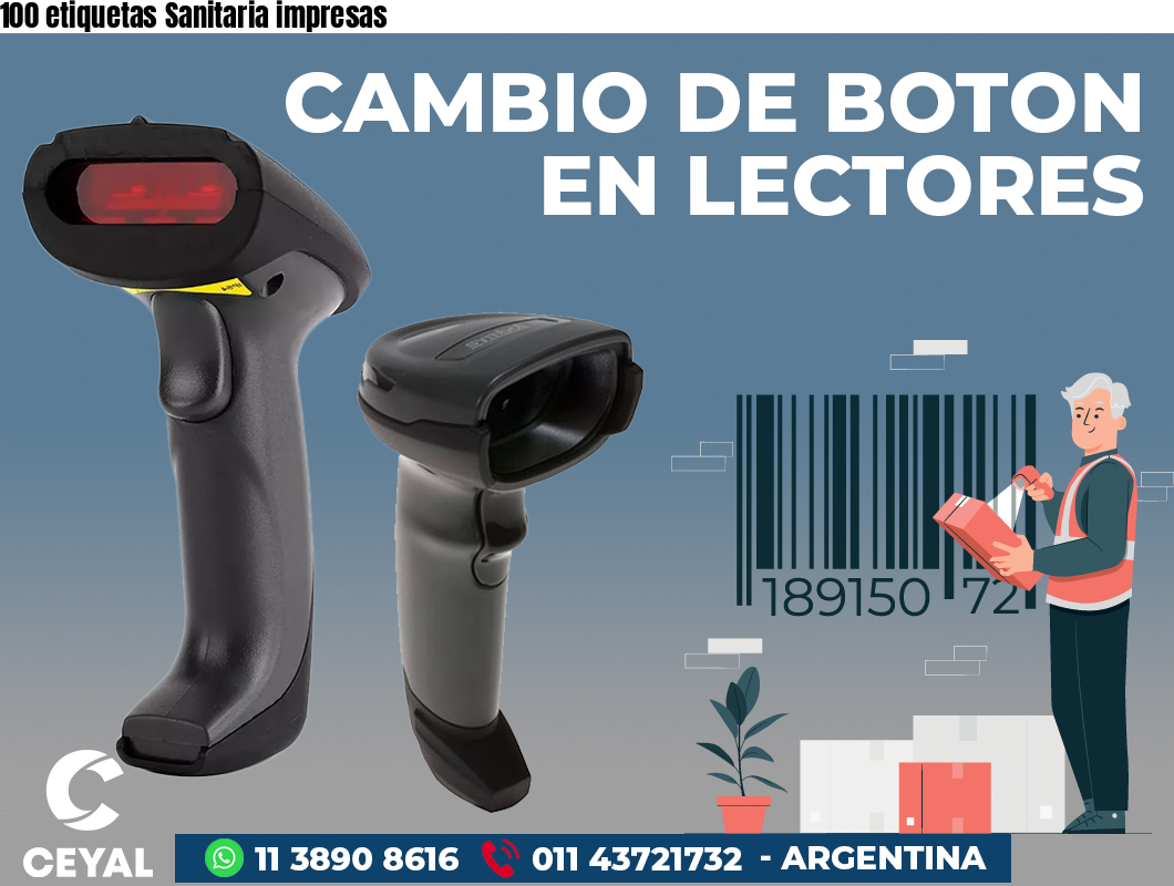 100 etiquetas Sanitaria impresas