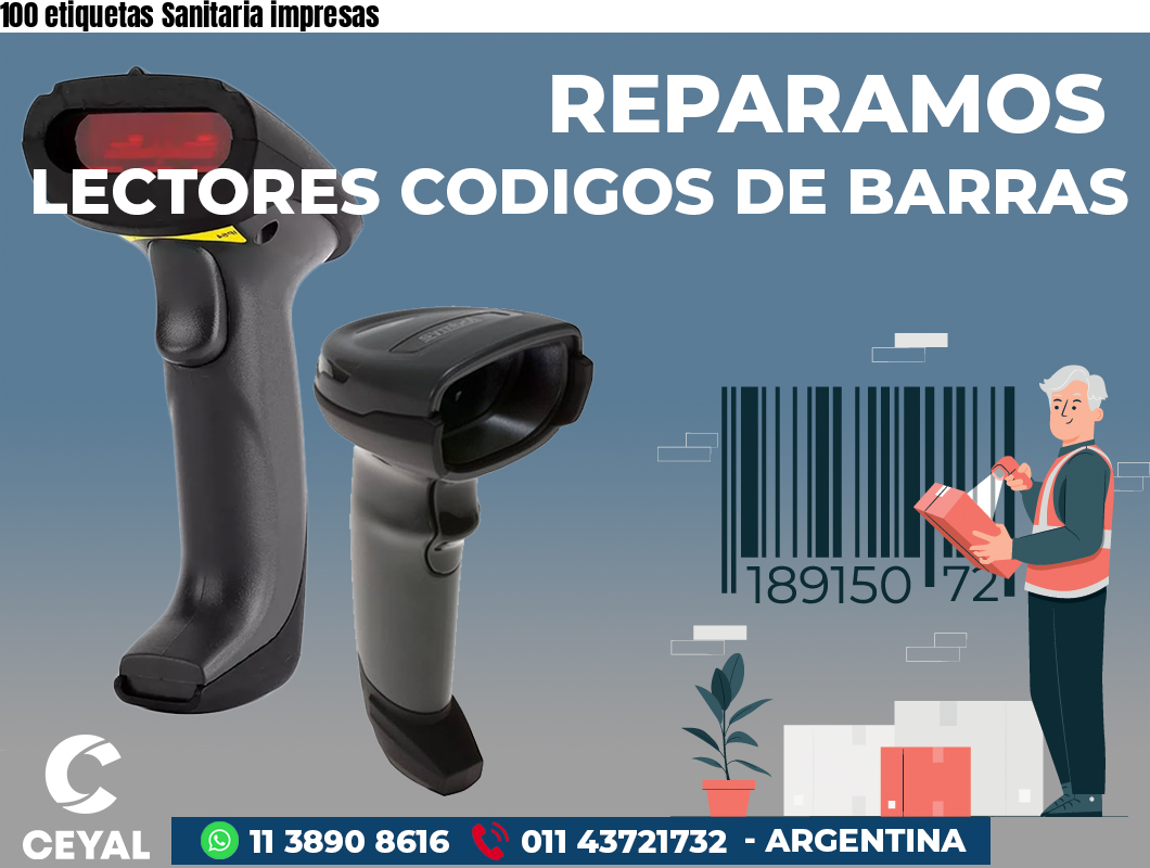100 etiquetas Sanitaria impresas