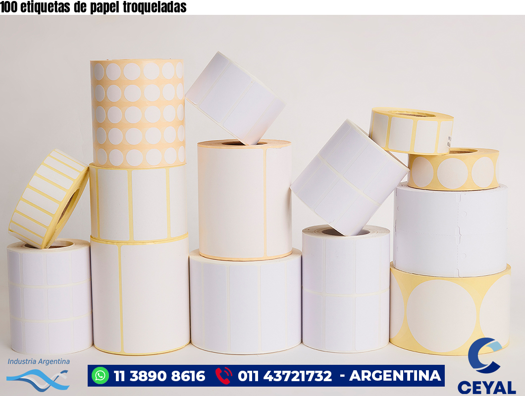 100 etiquetas de papel troqueladas