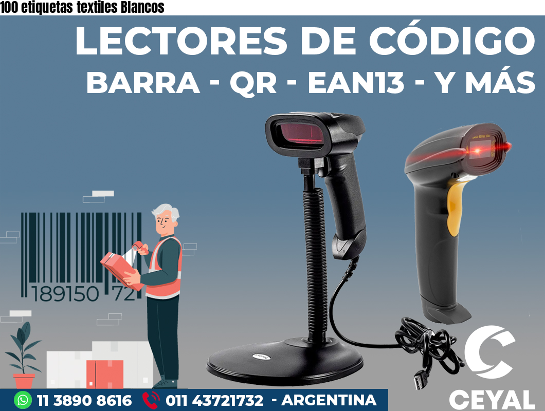 100 etiquetas textiles Blancos