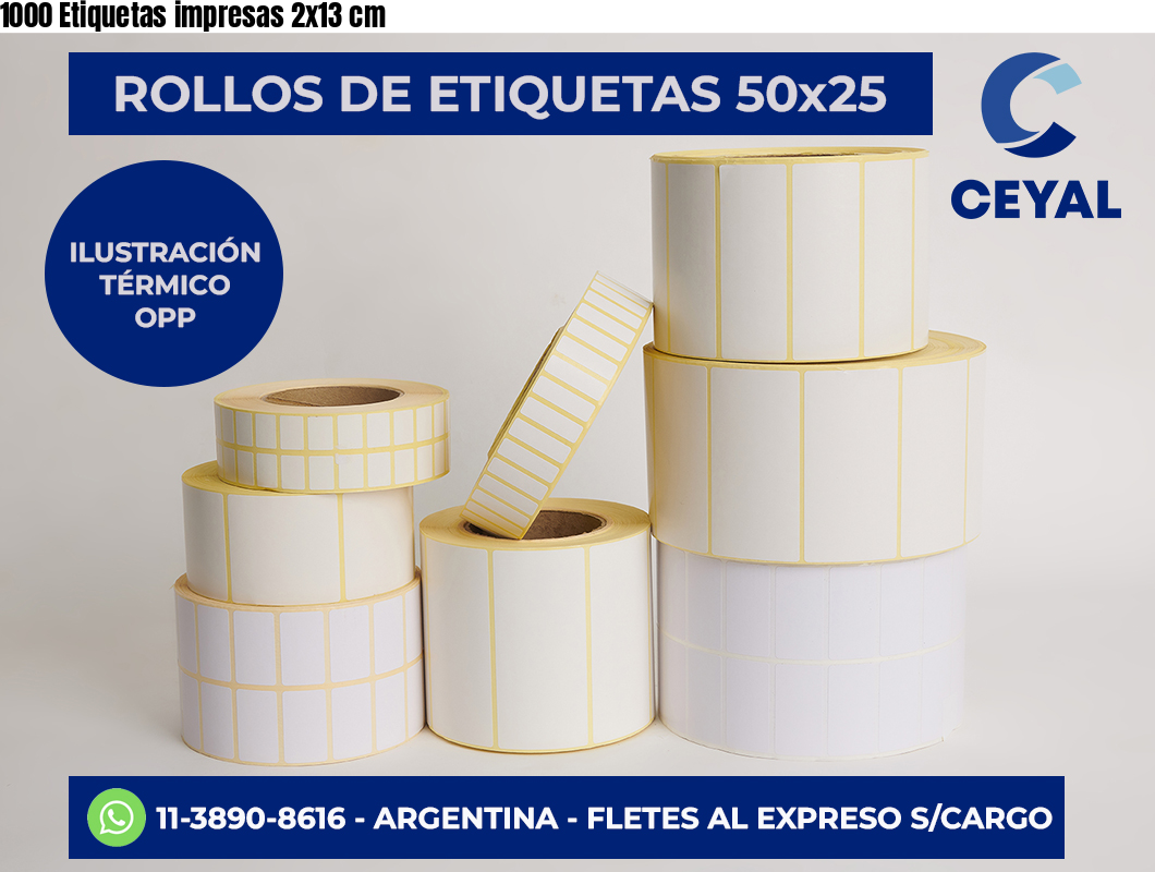 1000 Etiquetas impresas 2×13 cm
