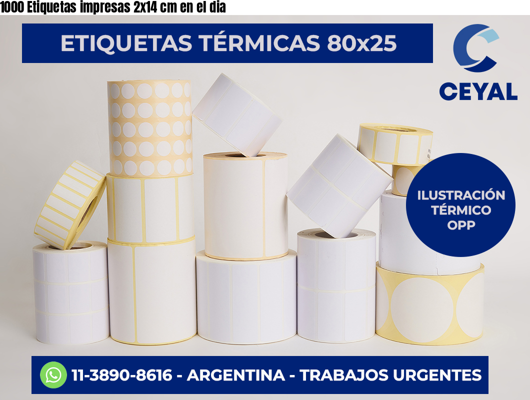 1000 Etiquetas impresas 2×14 cm en el dia