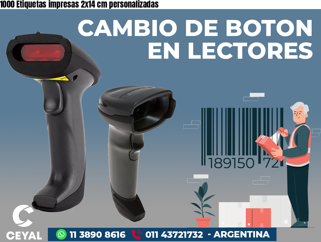1000 Etiquetas impresas 2x14 cm personalizadas