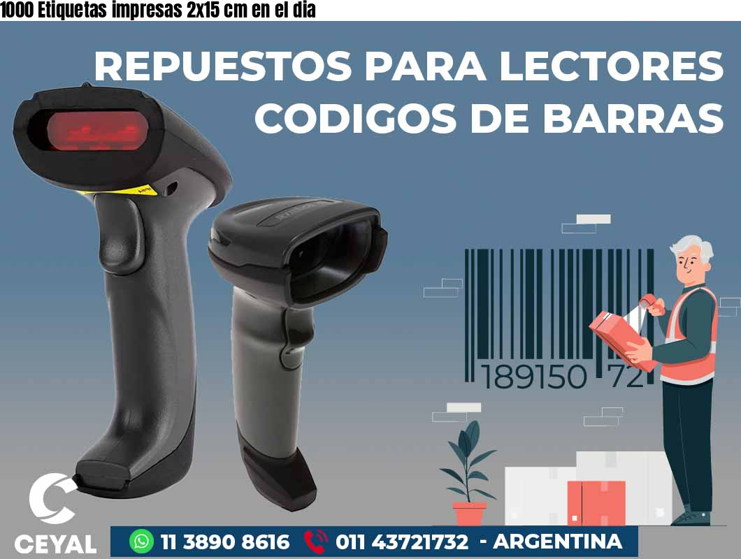 1000 Etiquetas impresas 2x15 cm en el dia