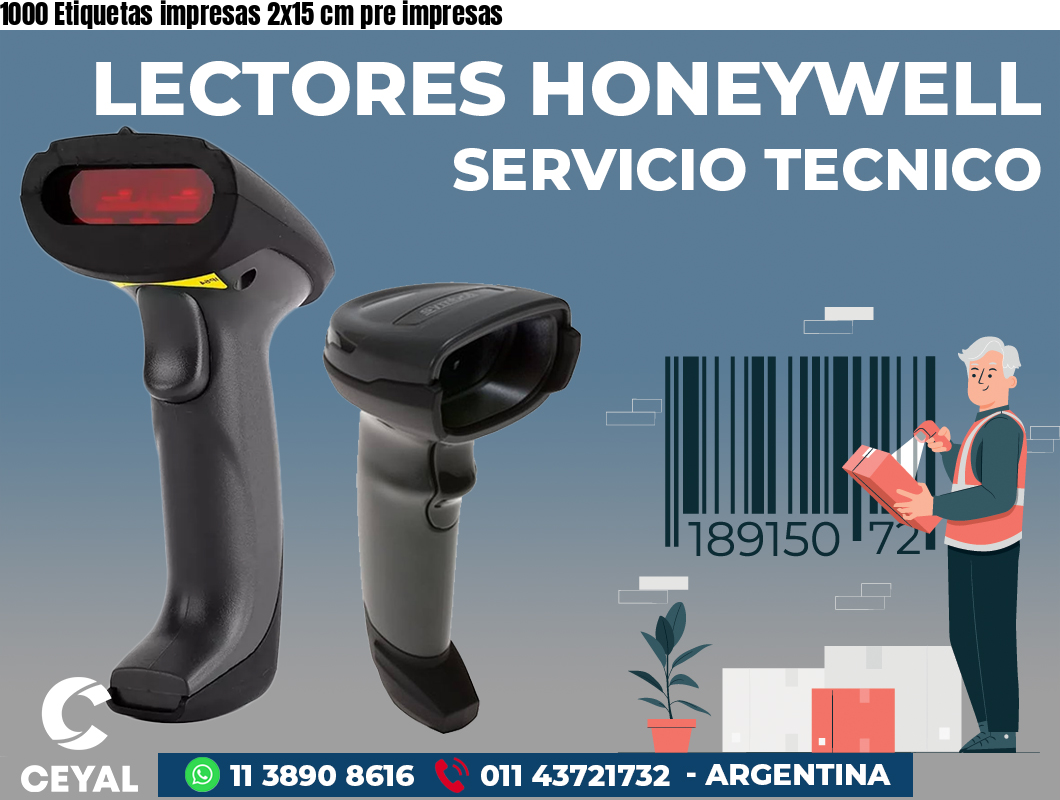 1000 Etiquetas impresas 2x15 cm pre impresas