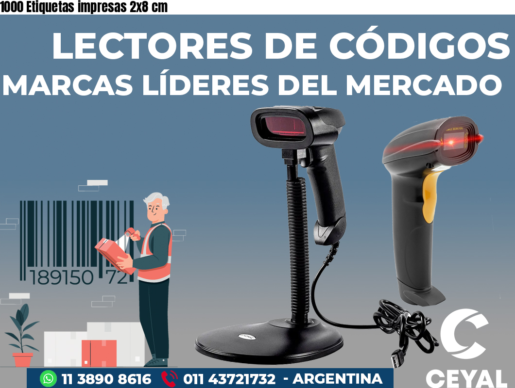 1000 Etiquetas impresas 2x8 cm