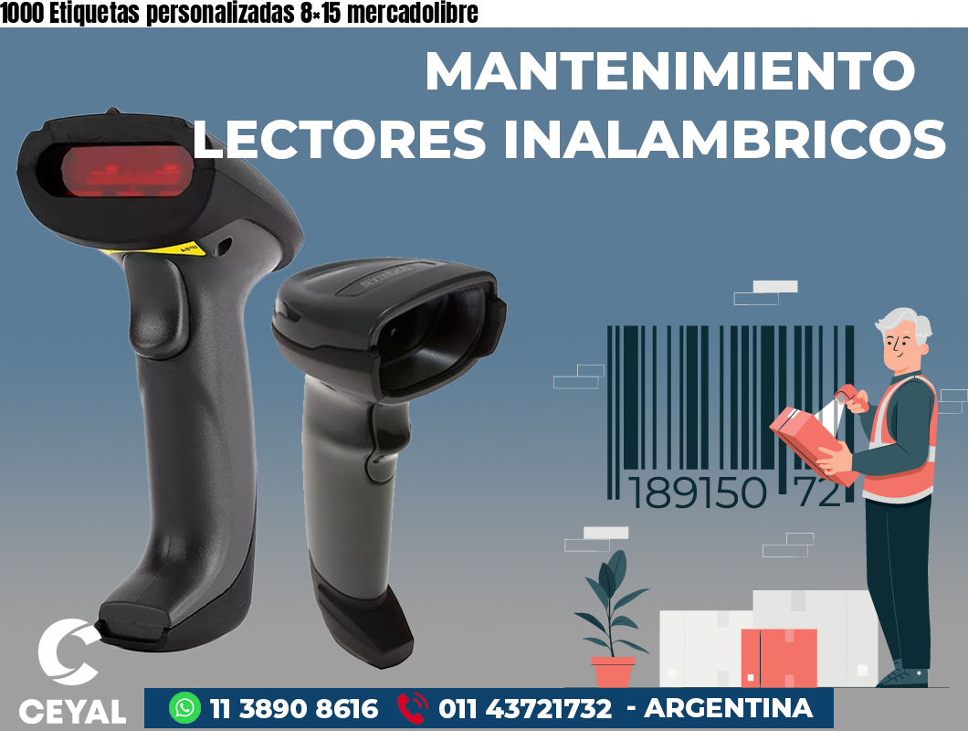 1000 Etiquetas personalizadas 8×15 mercadolibre