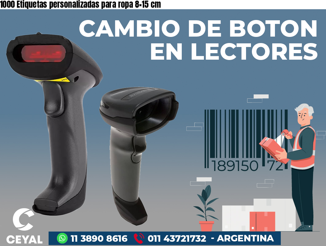 1000 Etiquetas personalizadas para ropa 8×15 cm