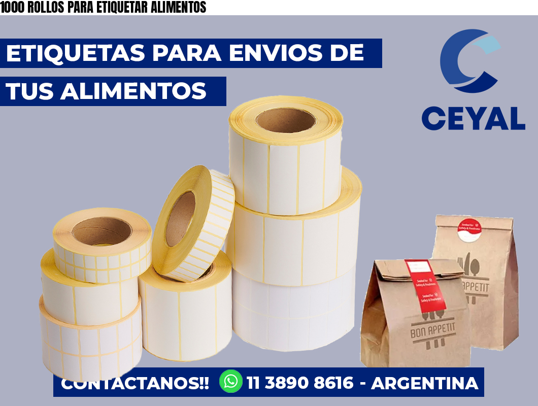1000 ROLLOS PARA ETIQUETAR ALIMENTOS