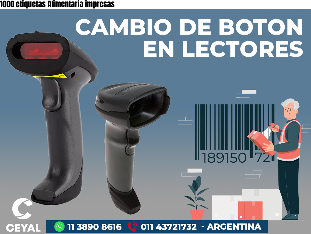 1000 etiquetas Alimentaria impresas