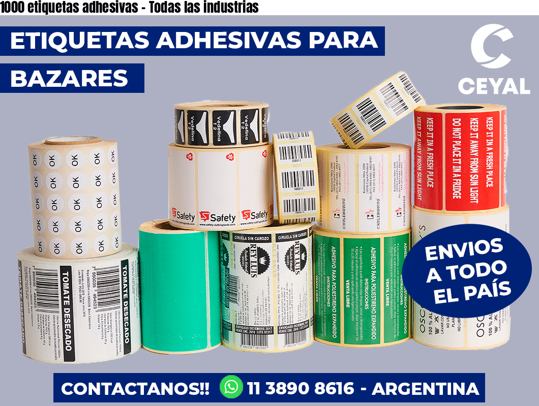 1000 etiquetas adhesivas - Todas las industrias