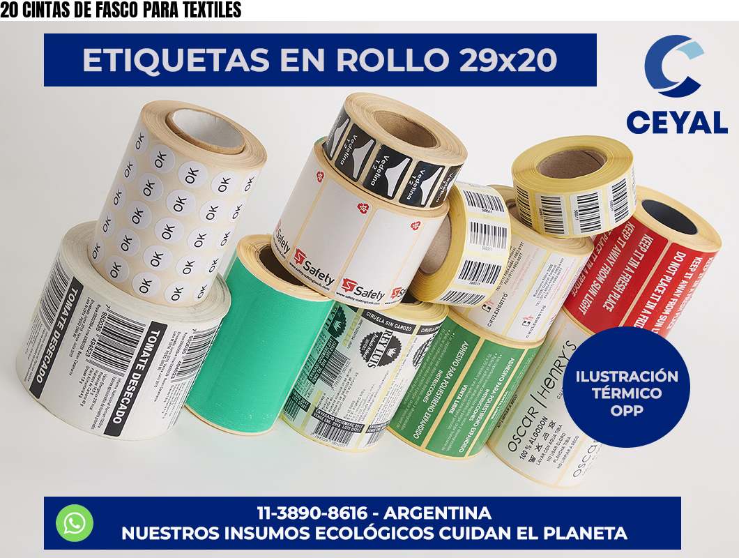 20 CINTAS DE FASCO PARA TEXTILES