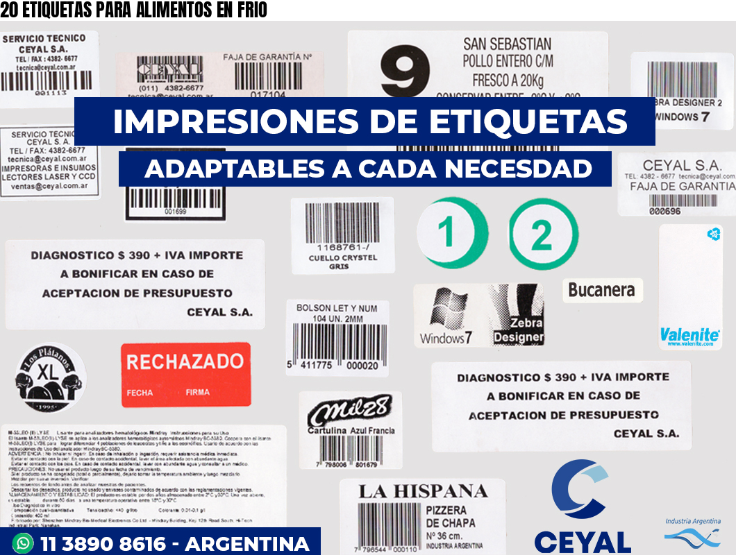 20 ETIQUETAS PARA ALIMENTOS EN FRIO