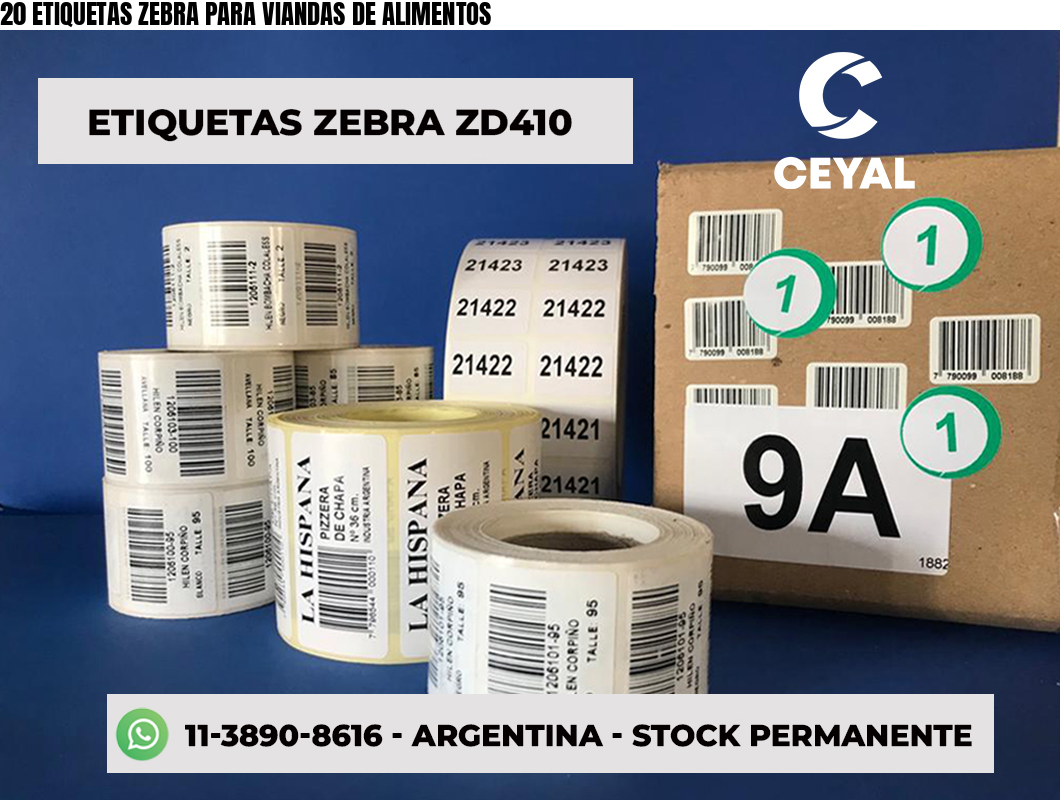 20 ETIQUETAS ZEBRA PARA VIANDAS DE ALIMENTOS
