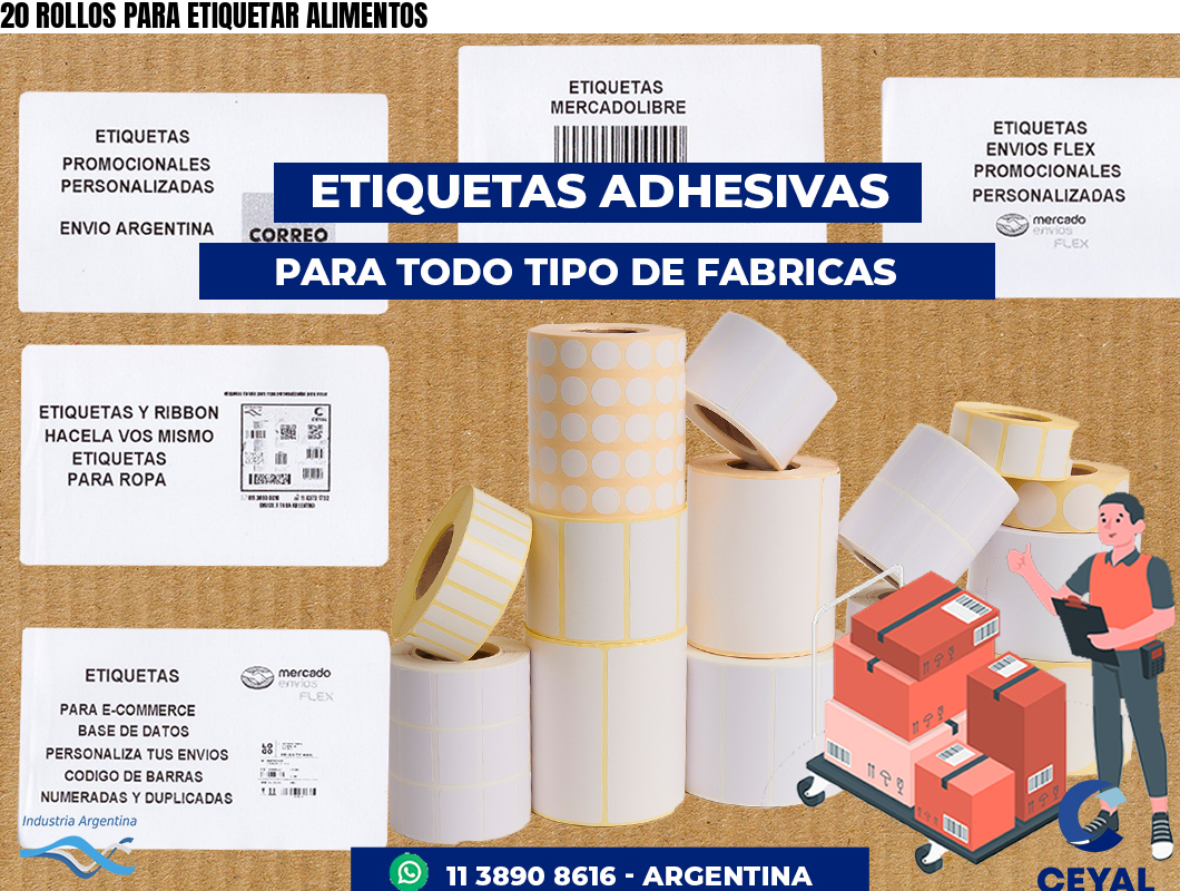 20 ROLLOS PARA ETIQUETAR ALIMENTOS
