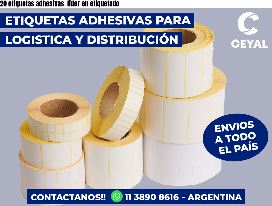 20 etiquetas adhesivas  líder en etiquetado