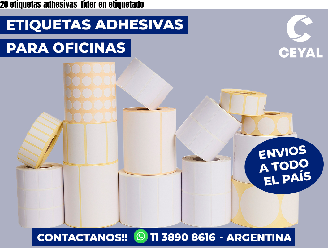 20 etiquetas adhesivas  líder en etiquetado