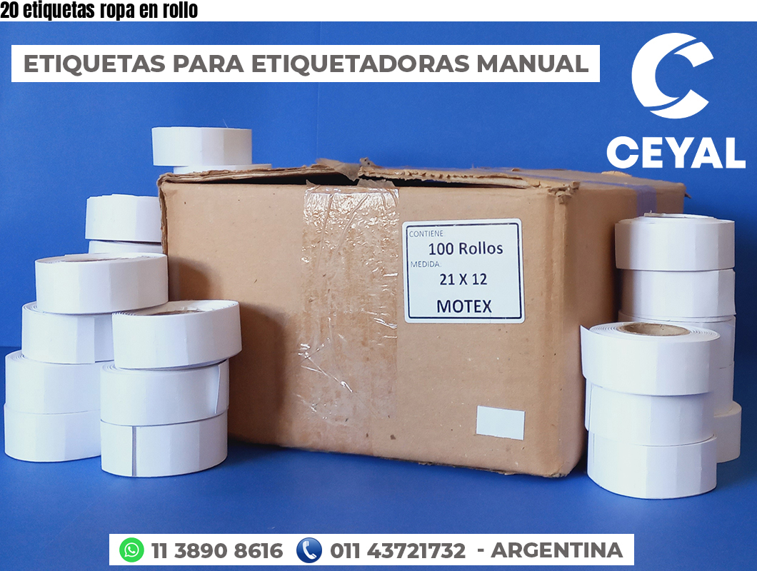 20 etiquetas ropa en rollo