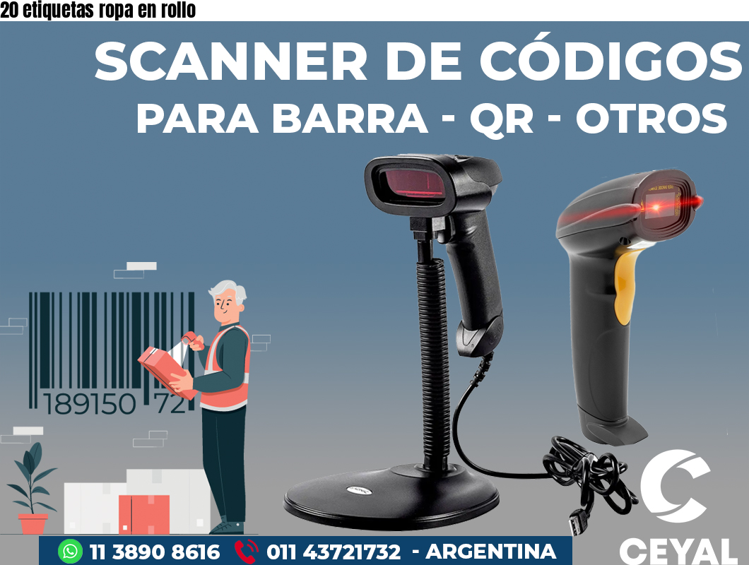 20 etiquetas ropa en rollo