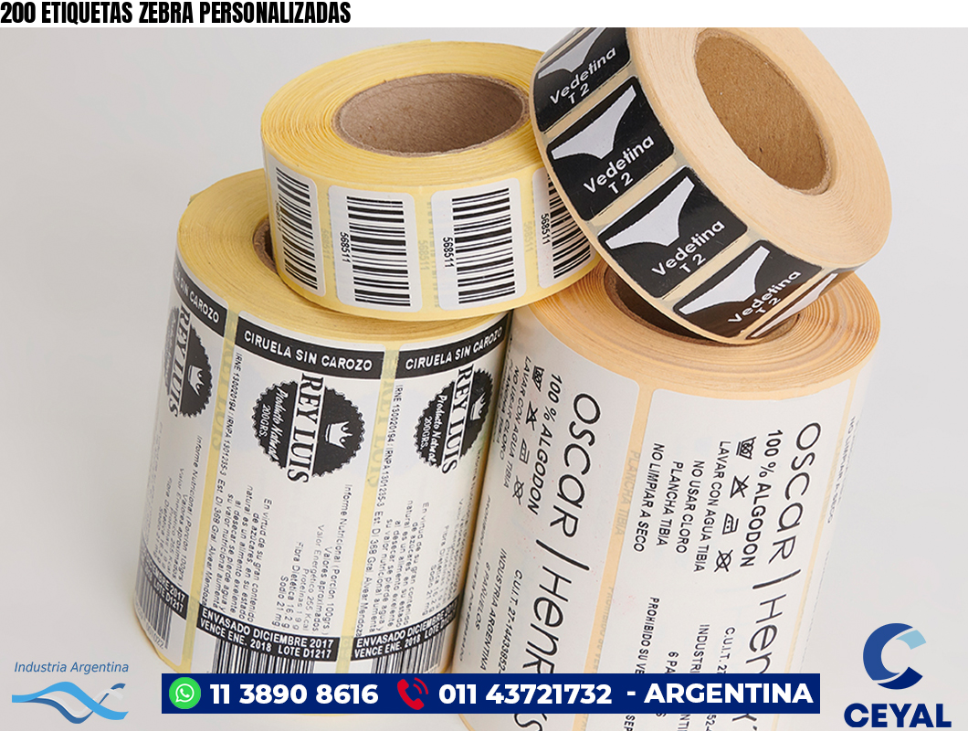 200 ETIQUETAS ZEBRA PERSONALIZADAS