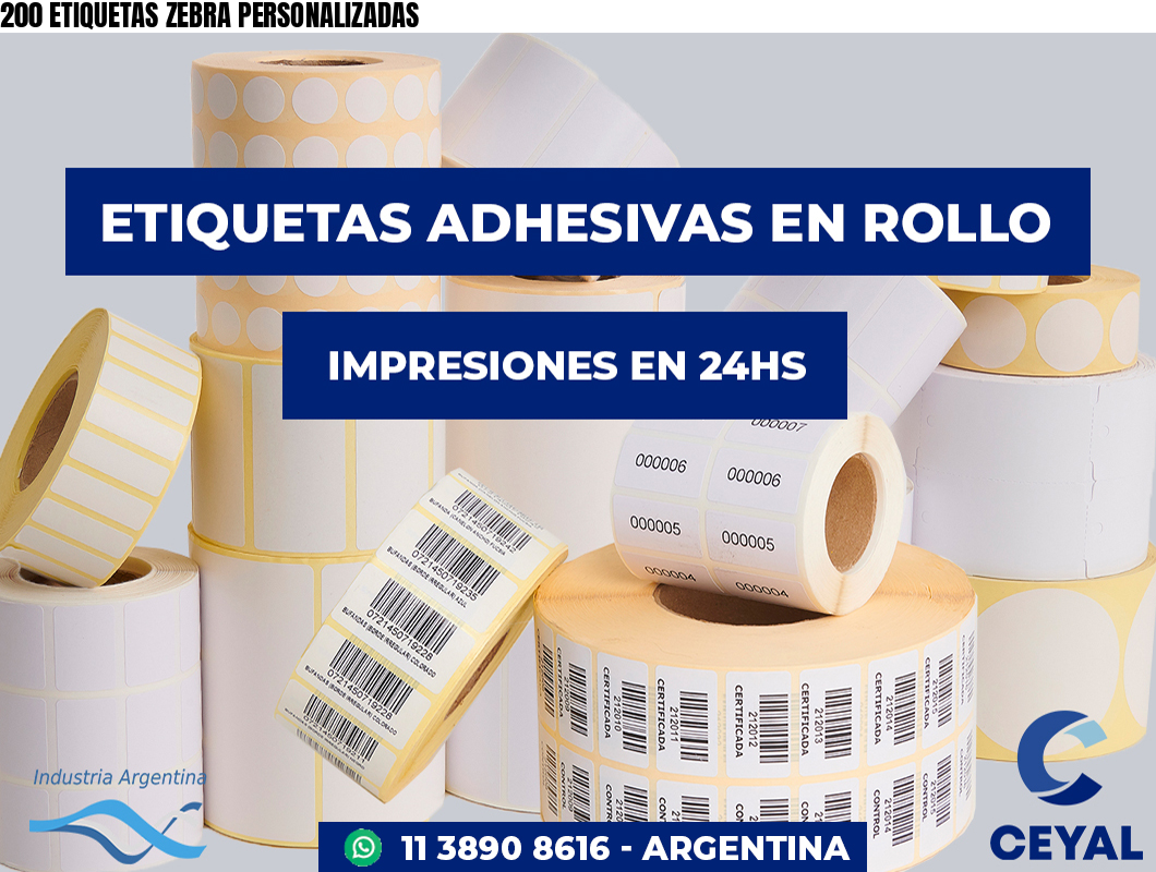 200 ETIQUETAS ZEBRA PERSONALIZADAS
