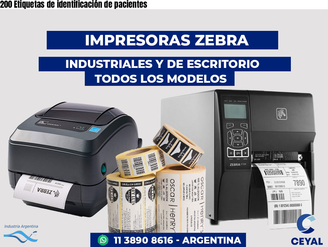 200 Etiquetas de identificación de pacientes