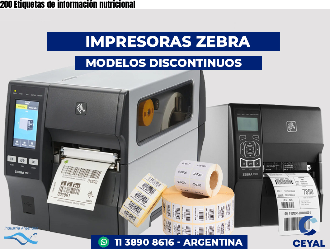 200 Etiquetas de información nutricional