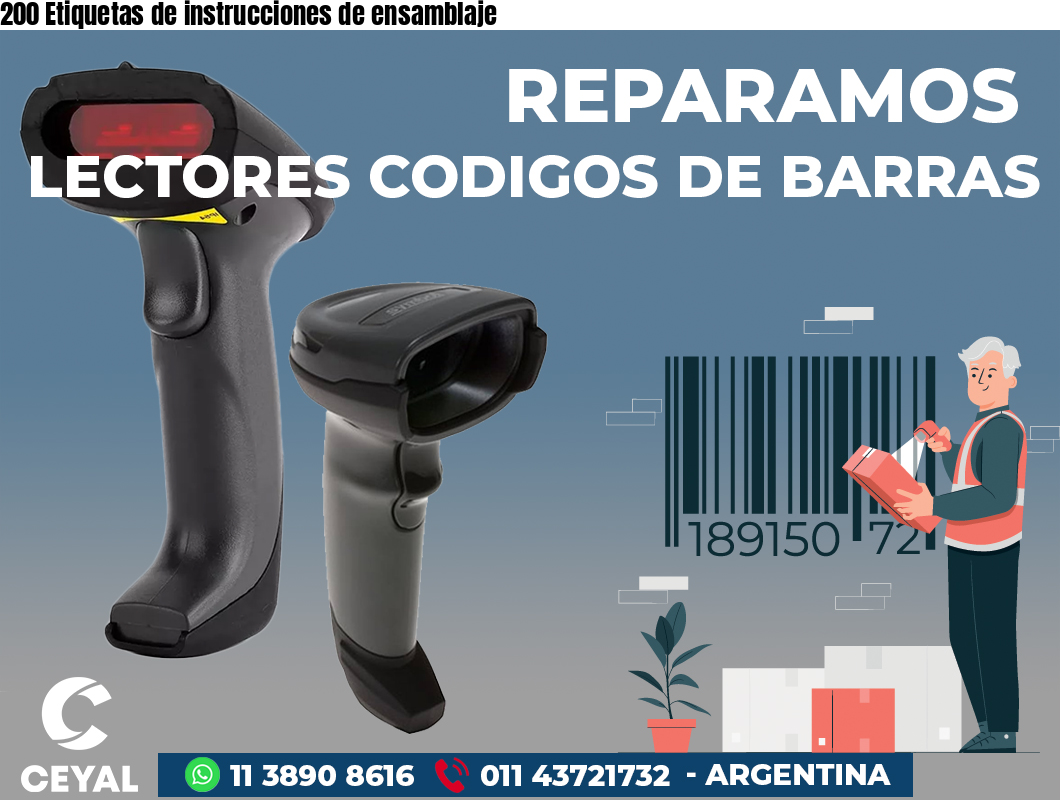 200 Etiquetas de instrucciones de ensamblaje