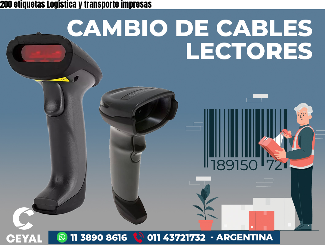 200 etiquetas Logística y transporte impresas
