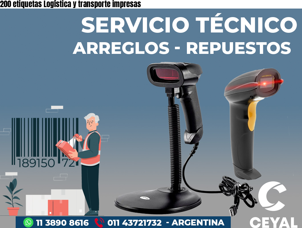 200 etiquetas Logística y transporte impresas