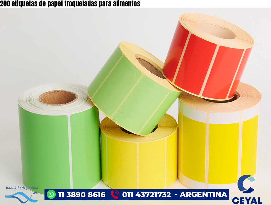 200 etiquetas de papel troqueladas para alimentos