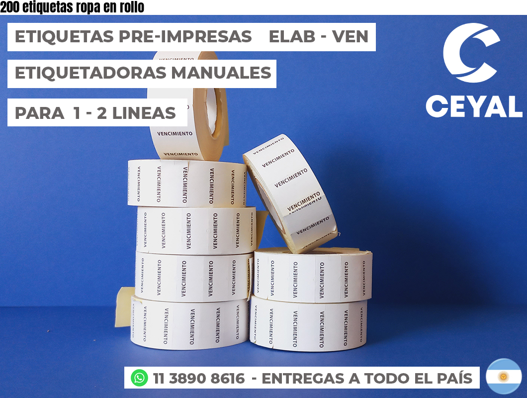 200 etiquetas ropa en rollo