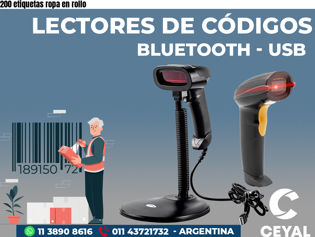 200 etiquetas ropa en rollo