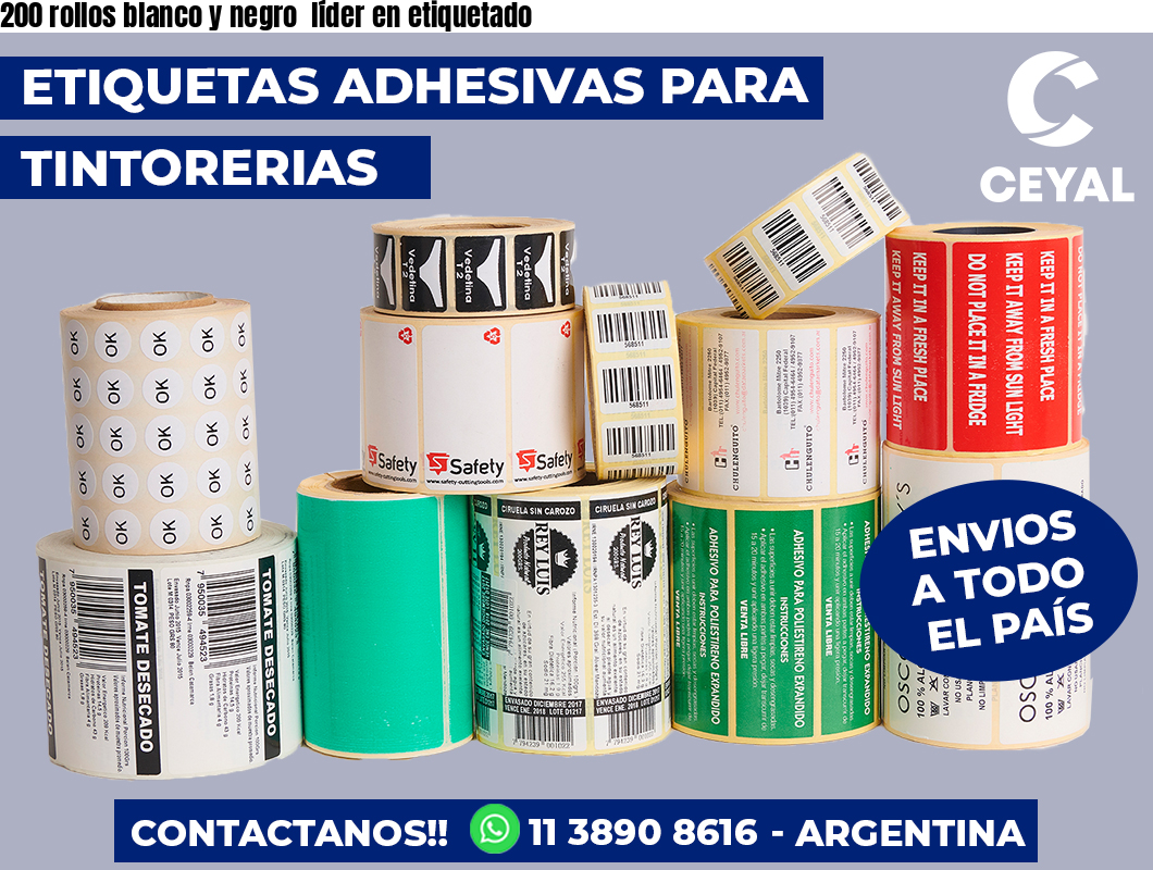 200 rollos blanco y negro líder en etiquetado