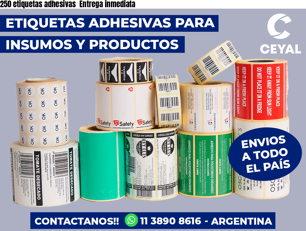 250 etiquetas adhesivas Entrega inmediata
