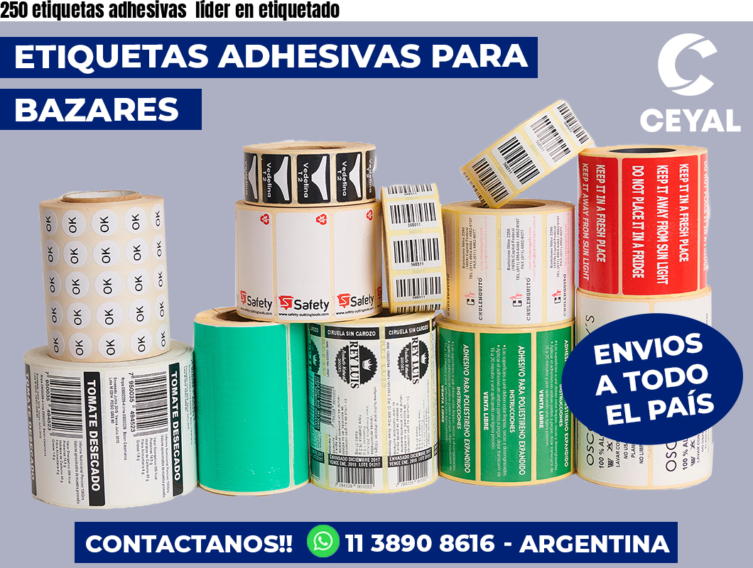 250 etiquetas adhesivas líder en etiquetado